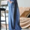 42POPS | Dark Chambray Drawstring Pocket Wide-Leg Pants - Women