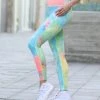 42POPS | Neon Green & Blue Tie-Dye High-Waist Leggings - Women