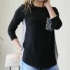 42POPS | Black Leopard-Contrast Long-Sleeve Tee - Women