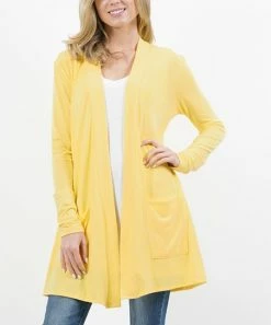 42POPS | Dusty Banana Relaxed Pocket Open Cardigan - Women