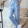 42POPS | Sky Chambray Drawstring-Waist Pocket Paper Bag Pants - Women
