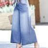 42POPS | Light Denim Blue Ombré Waist-Tie Wide-Leg Pocket Jeans - Women
