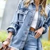 42POPS | Light Blue Washed Cutoff-Hem Pocket Denim Jacket - Women
