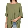 42POPS | Ash Olive Oversize Box Tee - Women