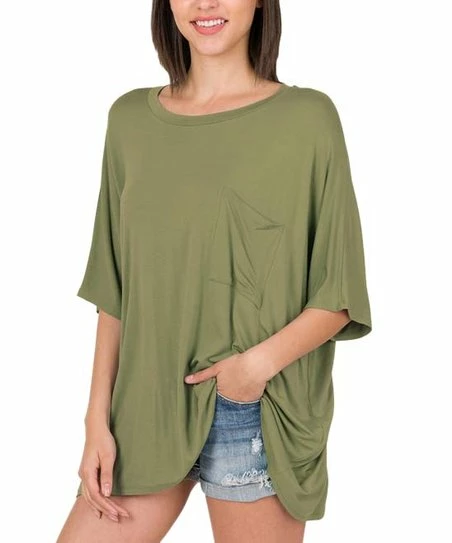 42POPS | Ash Olive Oversize Box Tee - Women