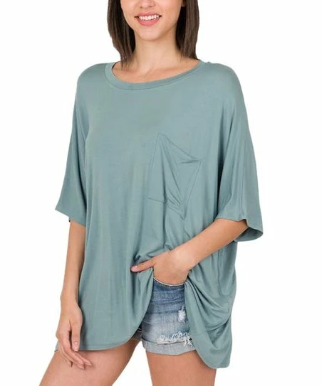 42POPS | Blue Gray Oversize Box Tee - Women