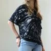 42POPS | Black Tie-Dye Drop-Shoulder Oversize Longline Tee - Women