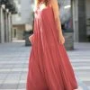 42POPS | Ash Rose Scoop-Neck Sleeveless Tiered Maxi Dress - Women