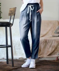 42POPS | Midnight Chambray Pocket Paper-Bag Pants - Women
