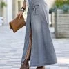 42POPS | Denim Gray Washed Button-Up Pocket Maxi Skirt - Women