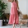 42POPS | Ash Rose Sleeveless Tiered Midi Dress - Women