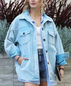 42POPS | Deep Sky Corduroy Pocket Shacket - Women