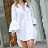 42POPS | White Bell-Sleeve Hi-Low Shirt Dress - Women