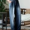 42POPS | Midnight Chambray Pocket Wide-Leg Paper Bag Jeans - Women