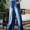 42POPS | Dark Chambray Tie-Waist Pocket Wide-Leg Paper Bag Jeans - Women
