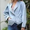 42POPS | Light Blue Snap-Front Pocket Denim Jacket - Women