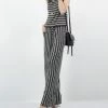 42POPS | Ash Gray & Ivory Stripe Sleeveless Pocket Jumpsuit - Women