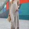 42POPS | Ash Mocha V-Neck Cami Maxi Dress - Women