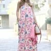 42POPS | Pink Tie-Dye Ajudstable-Strap Camisole Maxi Dress - Women