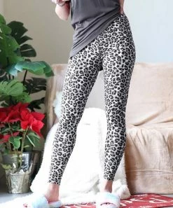 42POPS | Gray Leopard High-Waist Leggings - Women
