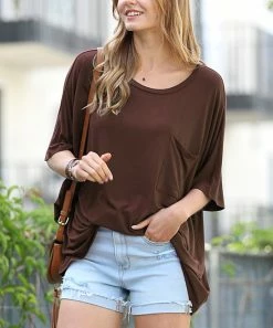 42POPS | Americano Scoop Neck Pocket Oversize Boyfriend Tee - Women