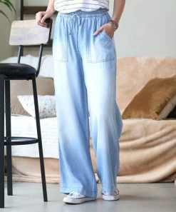 42POPS | Light Chambray Drawstring Wide-Leg Pants - Women
