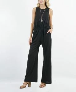 42POPS | Black Keyhole-Back Sleeveless Pocket Jumpsuit - Women