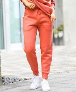 42POPS | Deep Coral Elastic-Waistband Pocket Jogger Sweatpants - Women