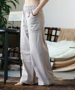 42POPS | Ash Mocha Elastic-Waist Wide-Leg Pants - Women