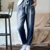 42POPS | Midnight Chambray Drawstring-Waist Pocket Paper-Bag Pants - Women