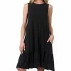 42POPS | Black Ruffle-Hem Pocket Sleeveless Dress - Women