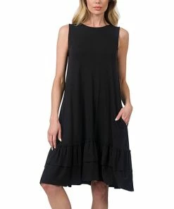 42POPS | Black Ruffle-Hem Pocket Sleeveless Dress - Women