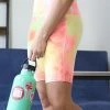 42POPS | Neon Yellow & Pink Tie-Dye High-Waist Bike Shorts - Women