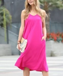 42POPS | Magenta V-Neck Cami-Strap Dress - Women