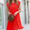 42POPS | Ruby Ruffle-Sleeve Tiered Shift Dress - Women