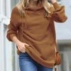 42POPS | Deep Camel Asymmetric-Tie Pocket Hoodie - Women