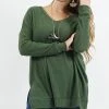 42POPS | Army Green Thermal Waffle-Knit V-Neck Tunic - Women