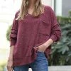 42POPS | Dark Burgundy Melange Oversize Hi-Low Sweater - Women