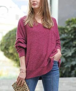 42POPS | Magenta Melange Oversize Hi-Low Sweater - Women