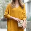 42POPS | Golden Mustard Melange Oversize Hi-Low Sweater - Women