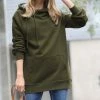 42POPS | Dark Olive Side-Tie Longline Pocket Hoodie - Women