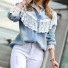 42POPS | Light Denim Blue Lace-Trim Shacket - Women