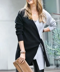 42POPS | Black & Gray Contrast V-Neck Wrap Top - Women