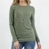 42POPS | Light Olive Crewneck Long-Sleeve Top - Women
