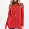 42POPS | Dark Red Mock Neck Tunic - Women