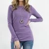 42POPS | Lilac Gray Crewneck Long-Sleeve Top - Women