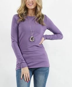 42POPS | Lilac Gray Crewneck Long-Sleeve Top - Women