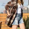 42POPS | Brown Rust Plaid Oversize Shacket - Women