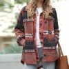 42POPS | Camel & Rust Geometric Pocket Shacket - Women