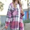 42POPS | Burgundy Plaid Oversize Button-Up Shacket - Women